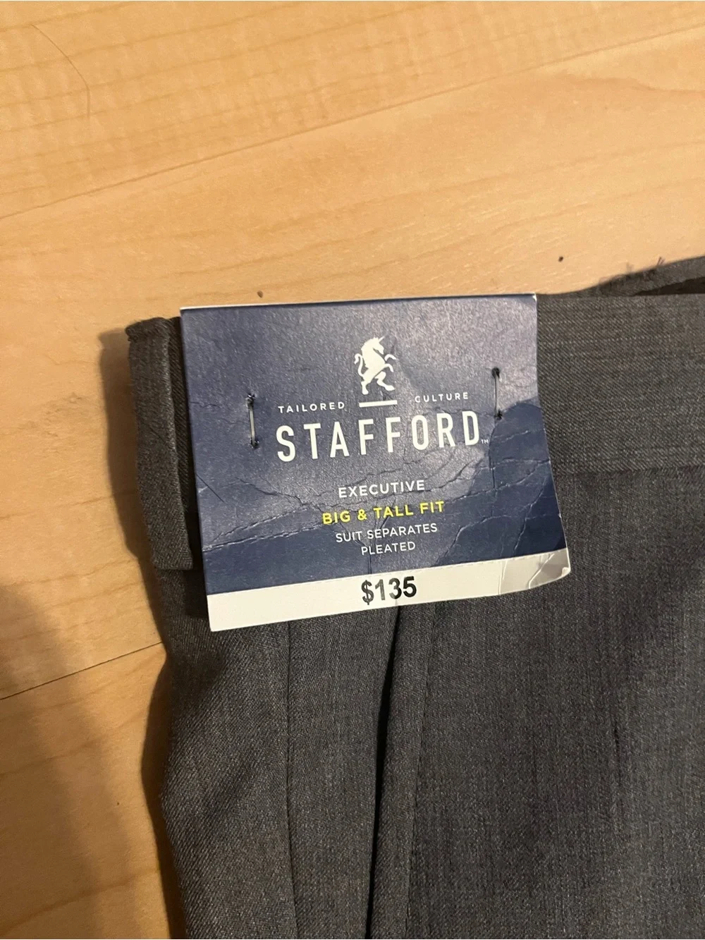 Stafford Charcoal Gray Pleated Dress Pants